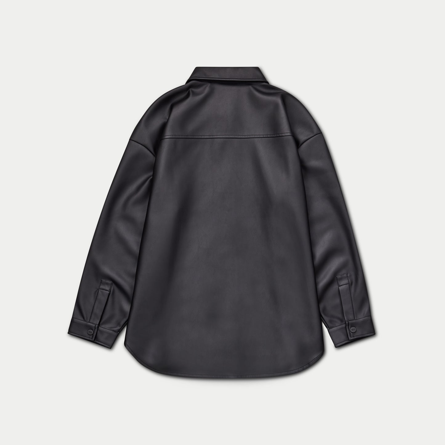 REWEAR Faux Leather Overshirt - Black
