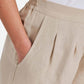 Womens Linen Mix Wide Leg Trouser - Oatmeal