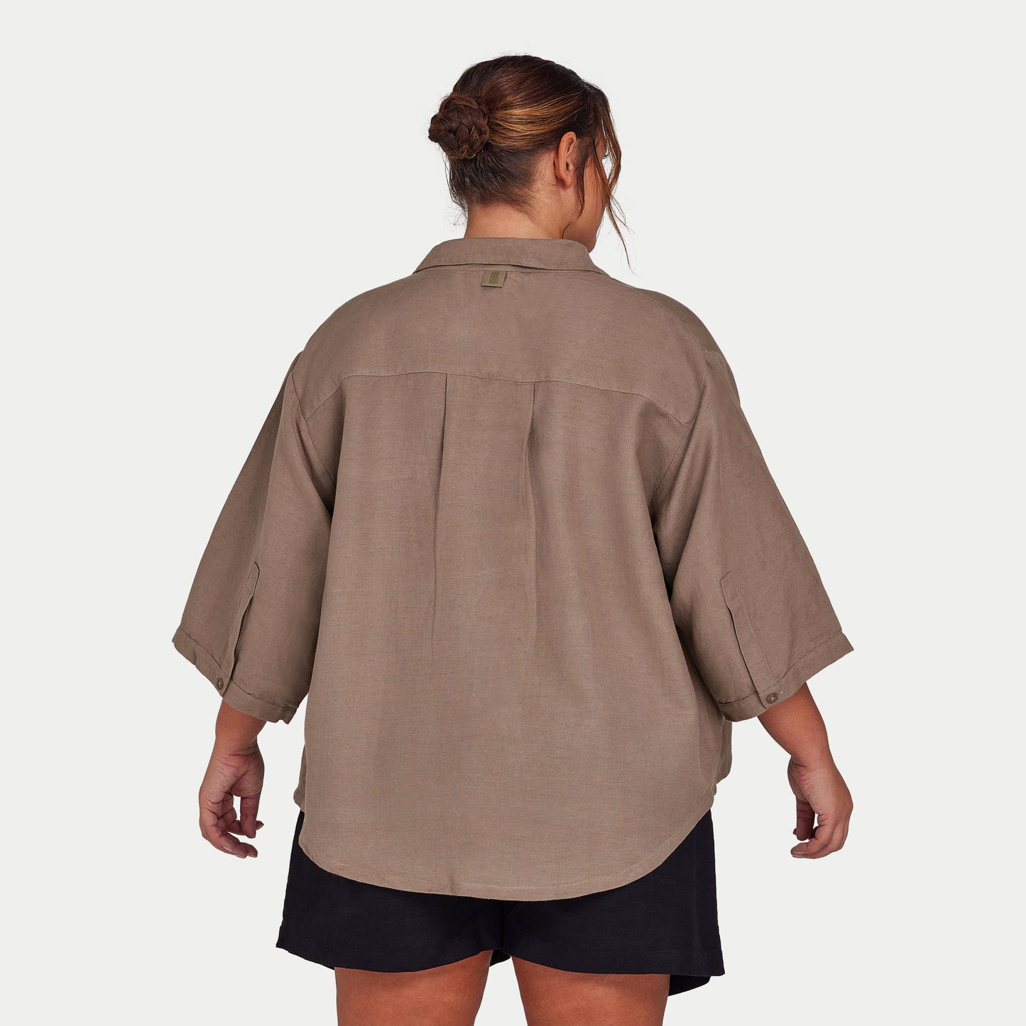 Womens Linen Mix Shirt - Marsh Grey