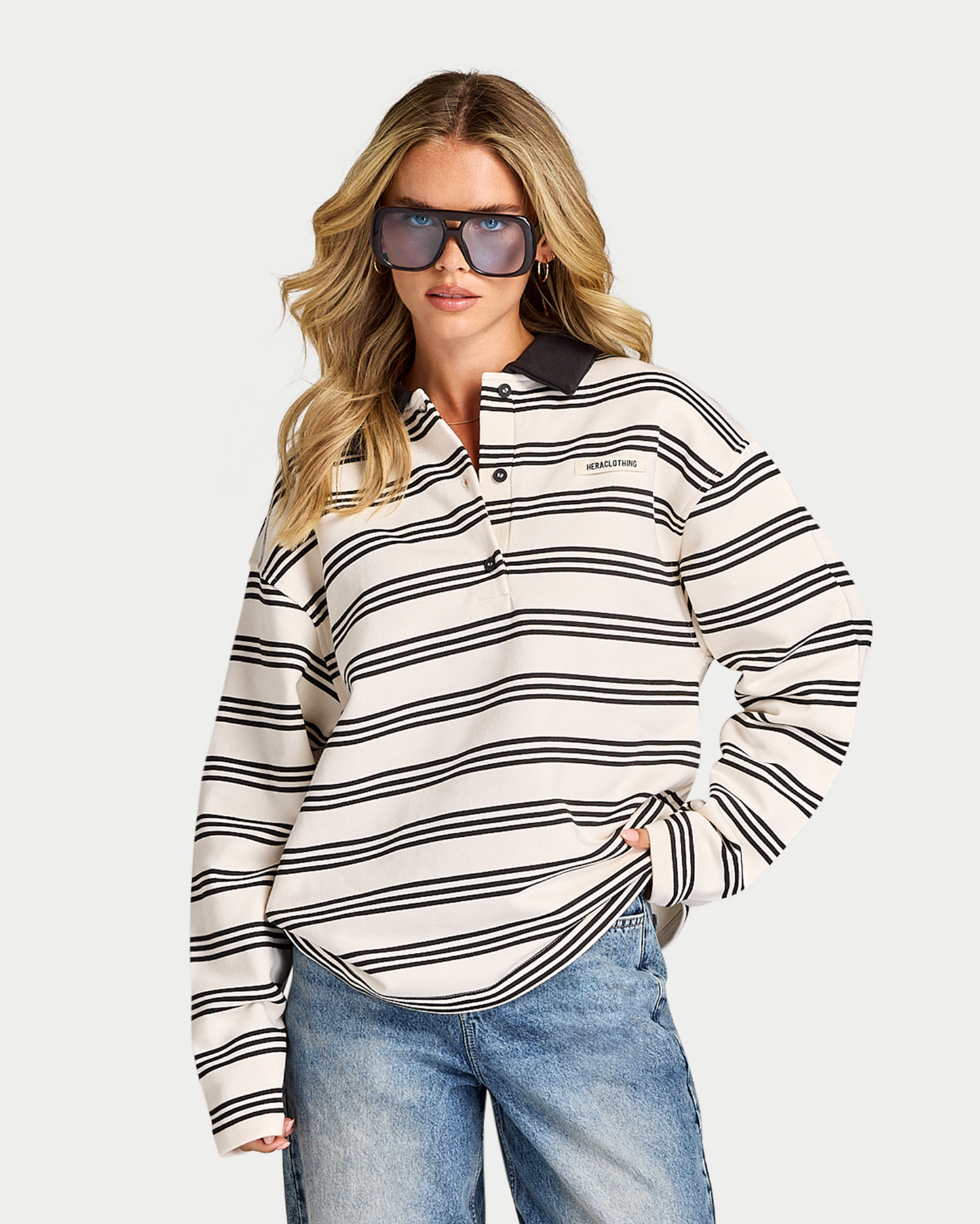 Womens Striped Rugby Polo Shirt