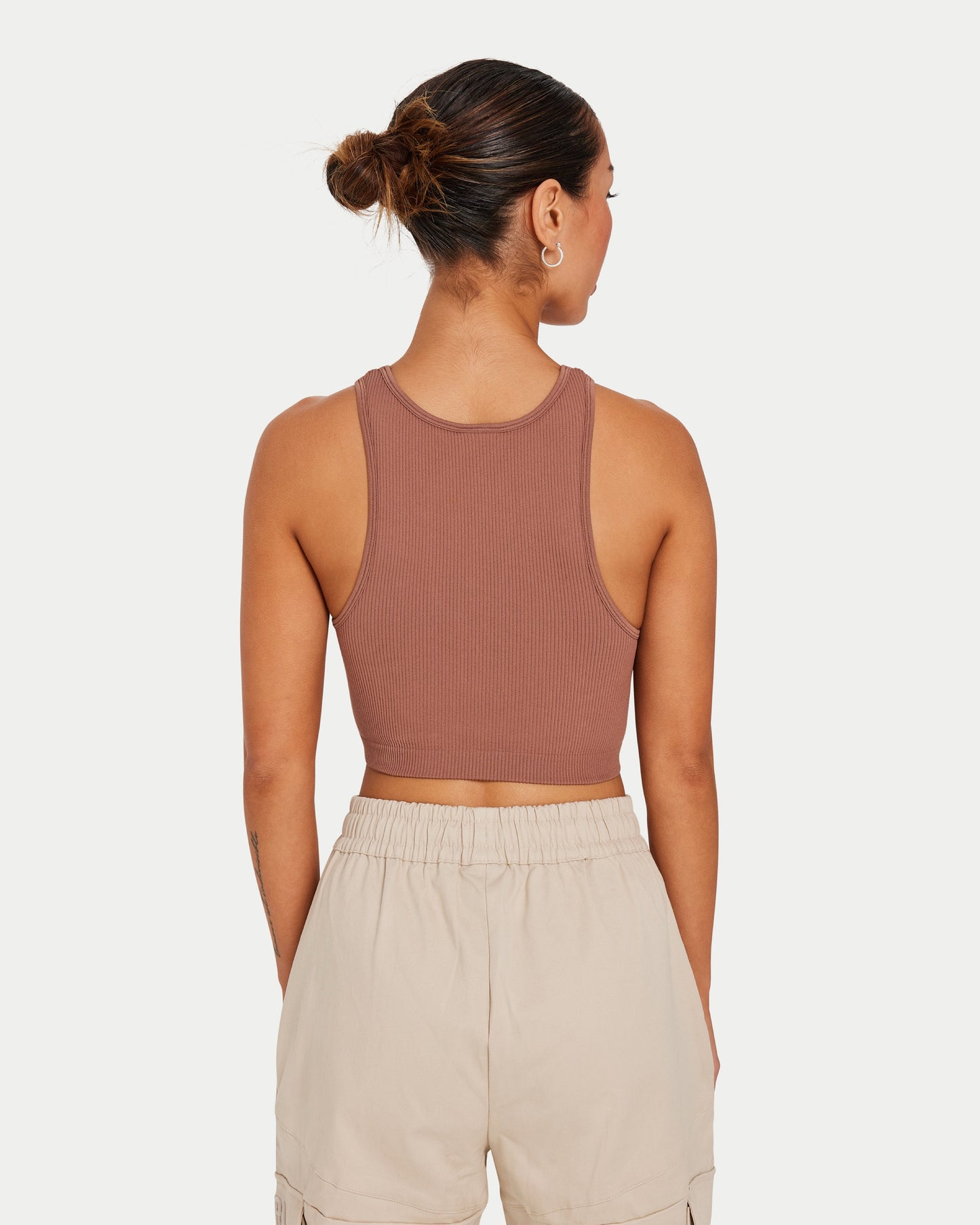 Womens Ribbed Base Racer Crop Top