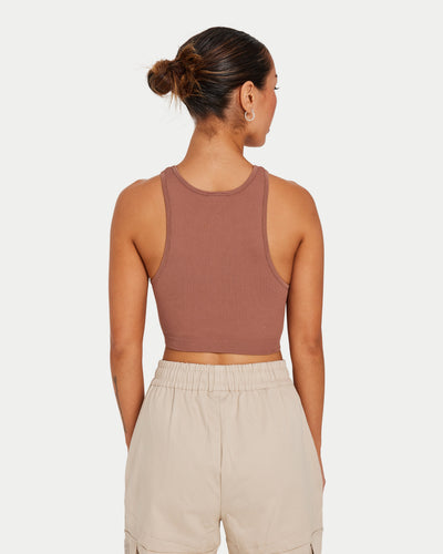 Womens Ribbed Base Racer Crop Top