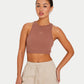Womens Ribbed Base Racer Crop Top