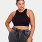 Womens Ribbed Base Racer Crop Top