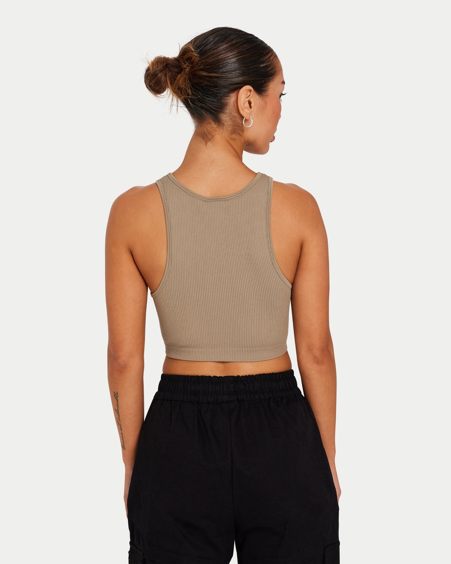 Womens Ribbed Base Racer Crop Top