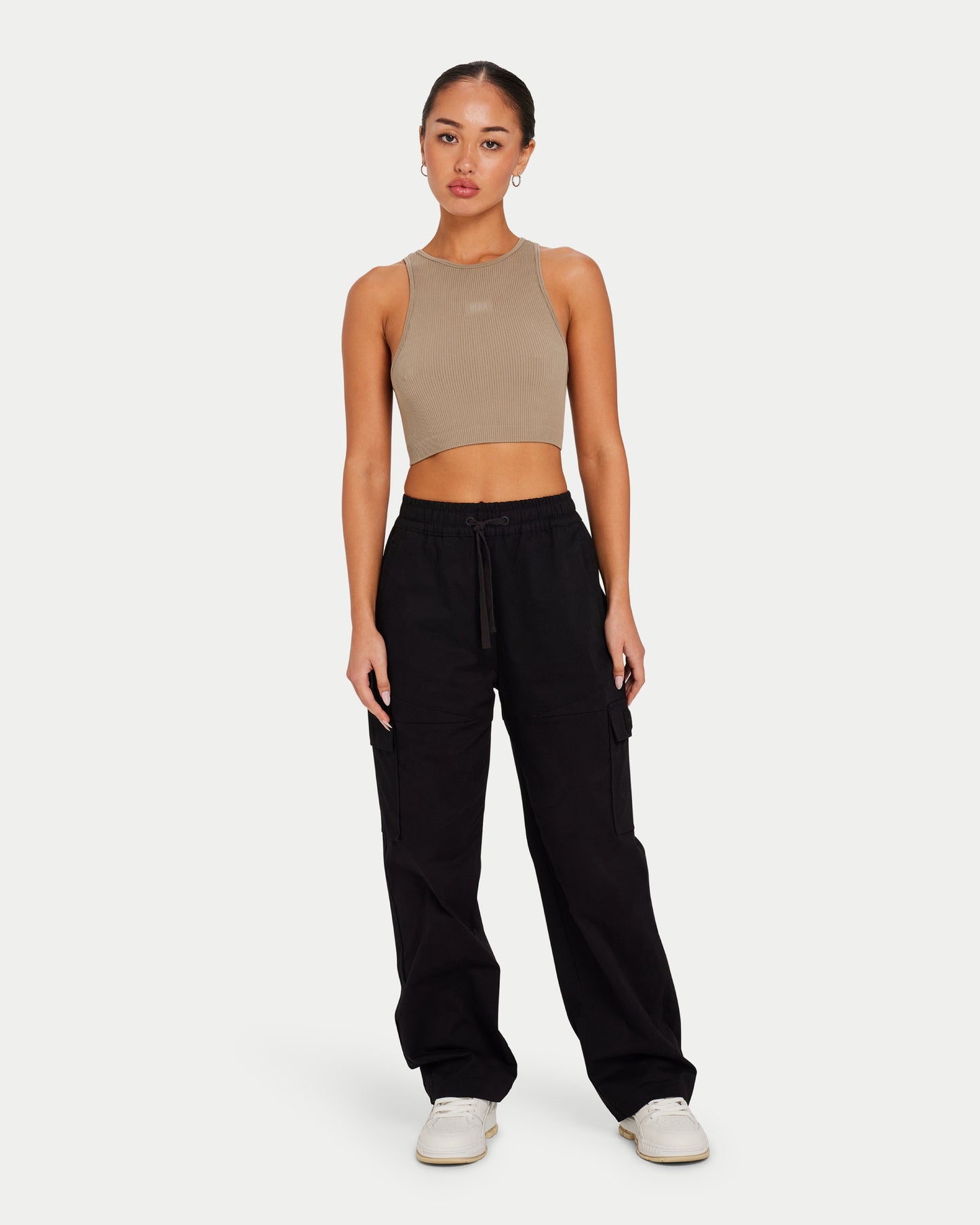 Womens Ribbed Base Racer Crop Top