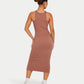 Womens Ribbed Base Racer Midi Dress