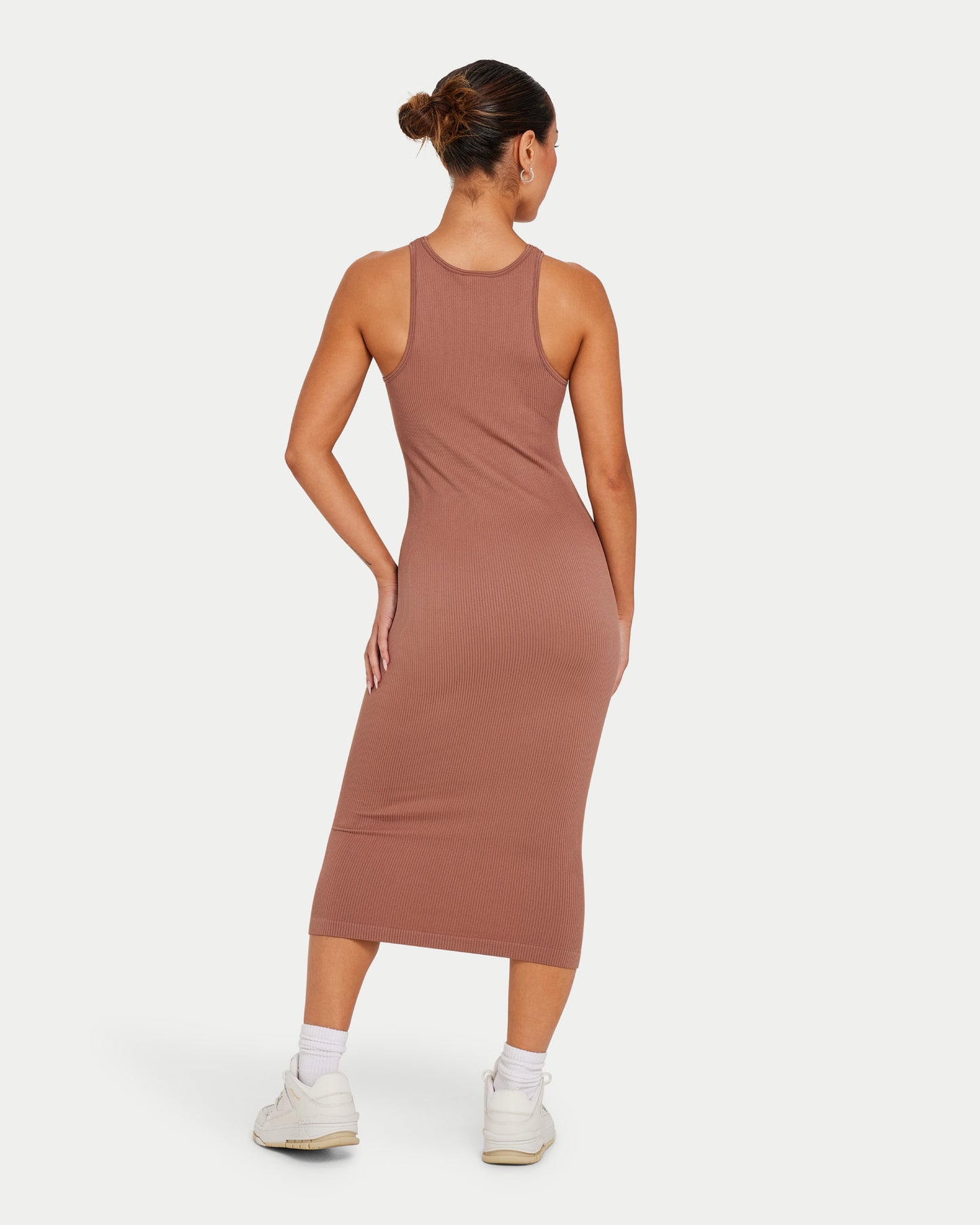 Womens Ribbed Base Racer Midi Dress