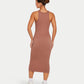 Womens Ribbed Base Racer Midi Dress