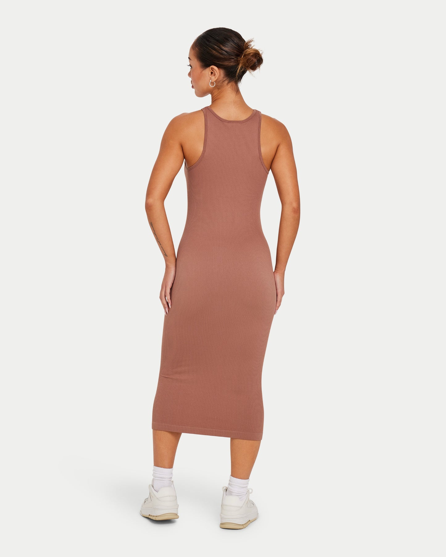 Womens Ribbed Base Racer Midi Dress