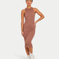 Womens Ribbed Base Racer Midi Dress