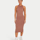 Womens Ribbed Base Racer Midi Dress