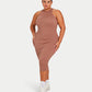 Womens Ribbed Base Racer Midi Dress