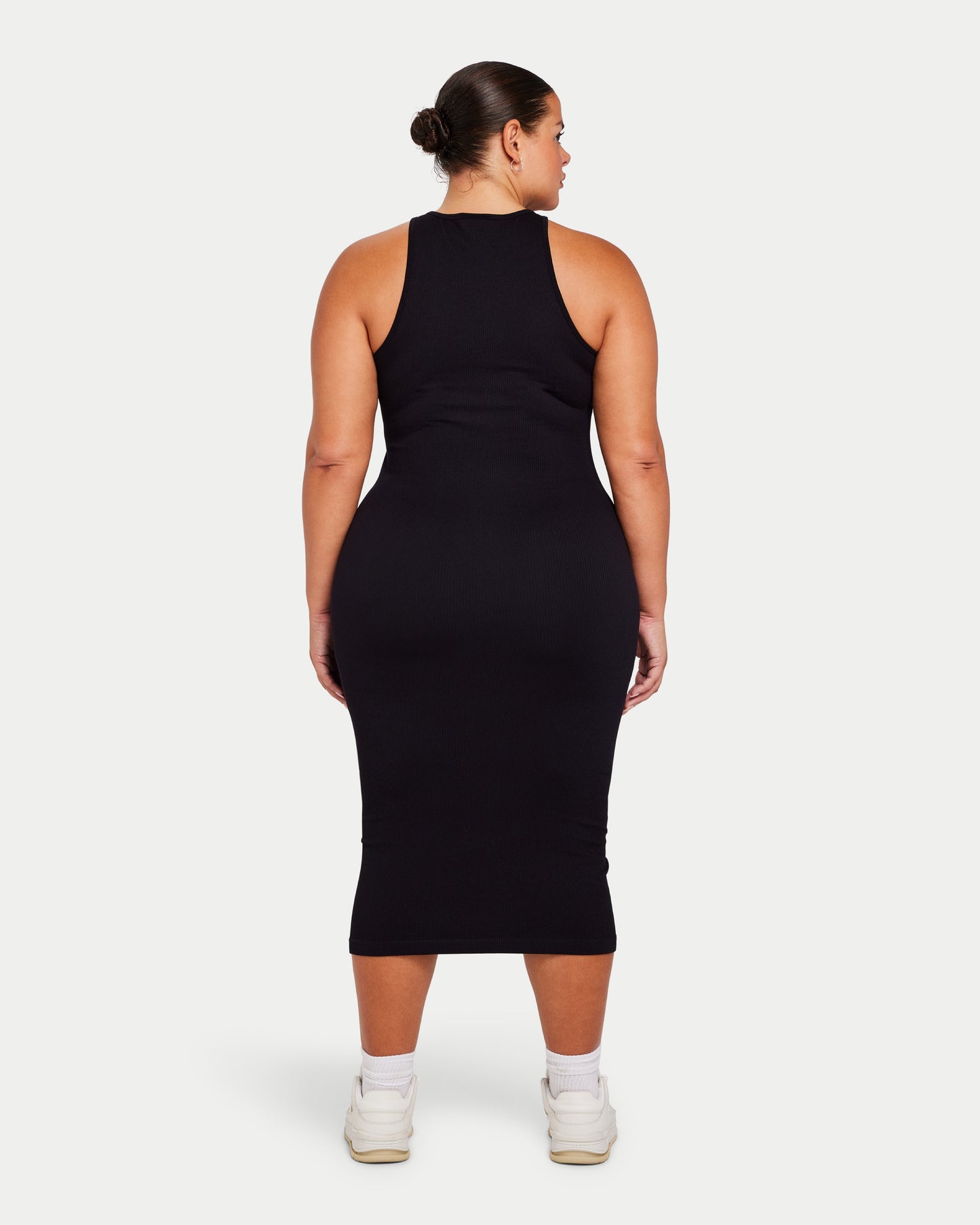 Womens Ribbed Base Racer Midi Dress