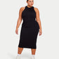 Womens Ribbed Base Racer Midi Dress