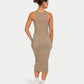 Womens Ribbed Base Racer Midi Dress