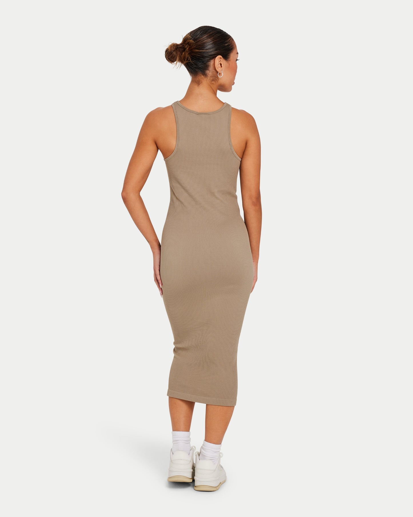 Womens Ribbed Base Racer Midi Dress