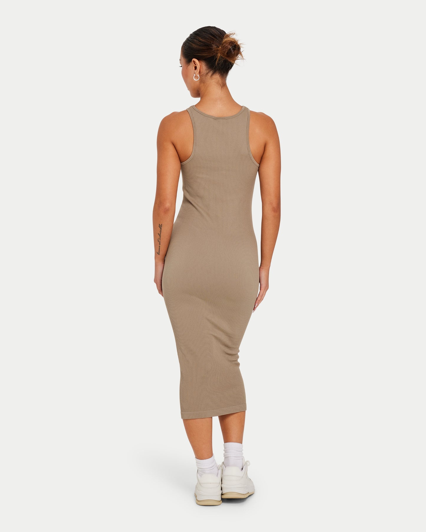 Womens Ribbed Base Racer Midi Dress
