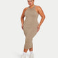 Womens Ribbed Base Racer Midi Dress
