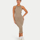 Womens Ribbed Base Racer Midi Dress