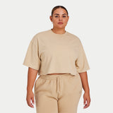 Womens Icon Cropped T-Shirt - Beige Cream