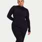 Womens Ribbed Base Long Sleeve Midi Dress