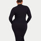 Womens Ribbed Base Long Sleeve Midi Dress