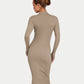 Womens Ribbed Base Long Sleeve Midi Dress
