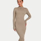 Womens Ribbed Base Long Sleeve Midi Dress