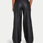 Womens Faux Leather Wide Leg Trouser