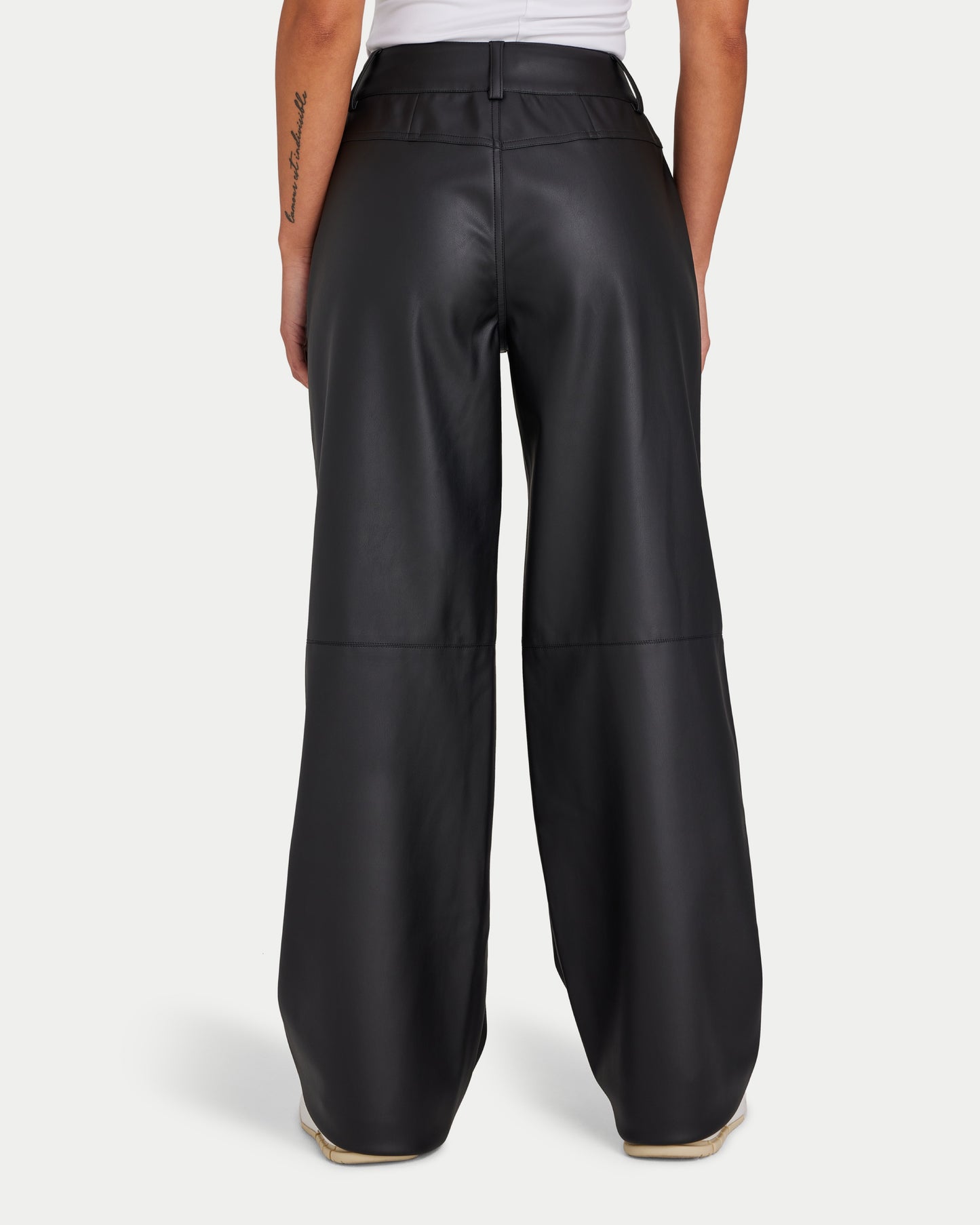 Womens Faux Leather Wide Leg Trouser