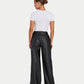 Womens Faux Leather Wide Leg Trouser
