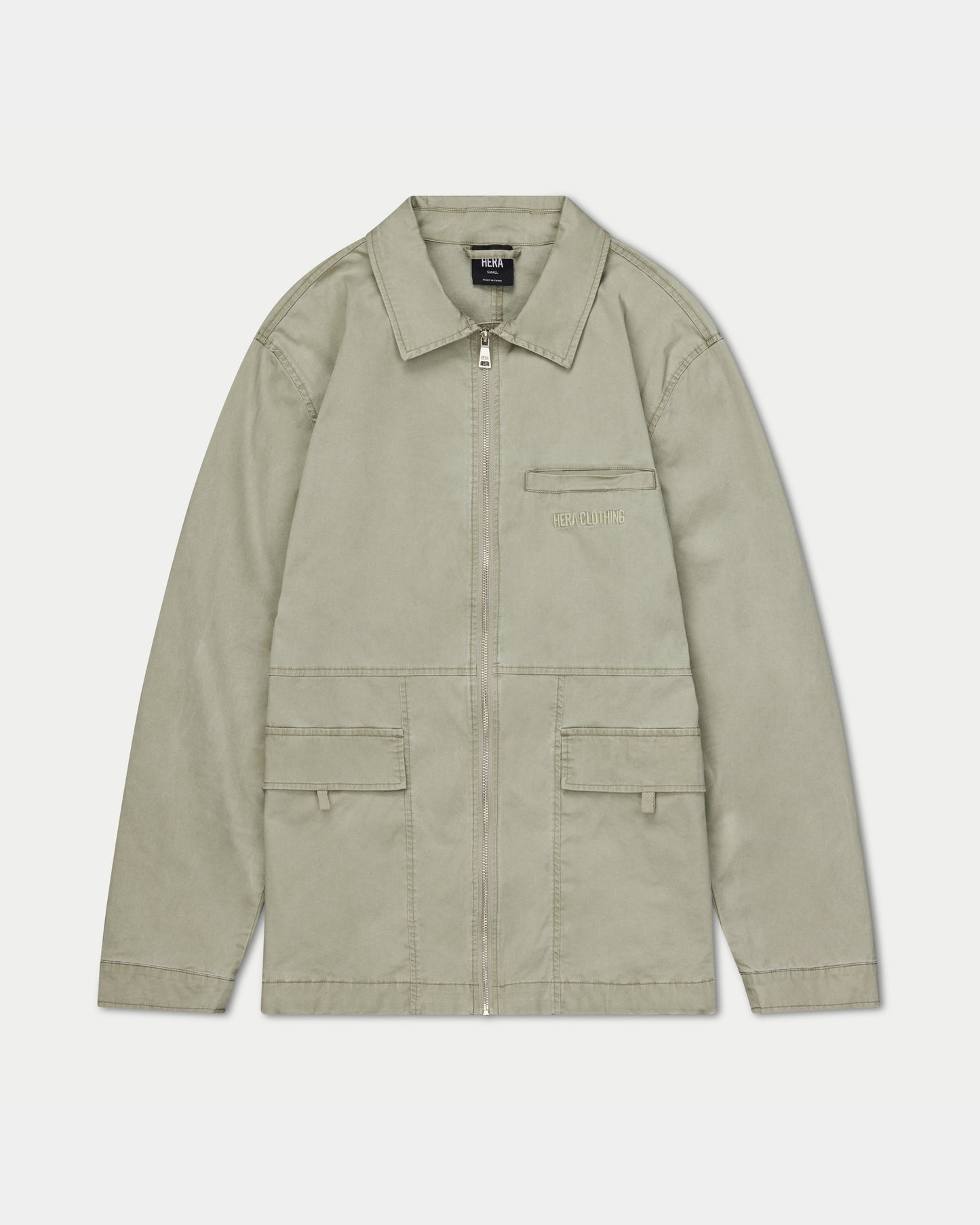 سترة رجالي مغسولة - رمادي أخضر