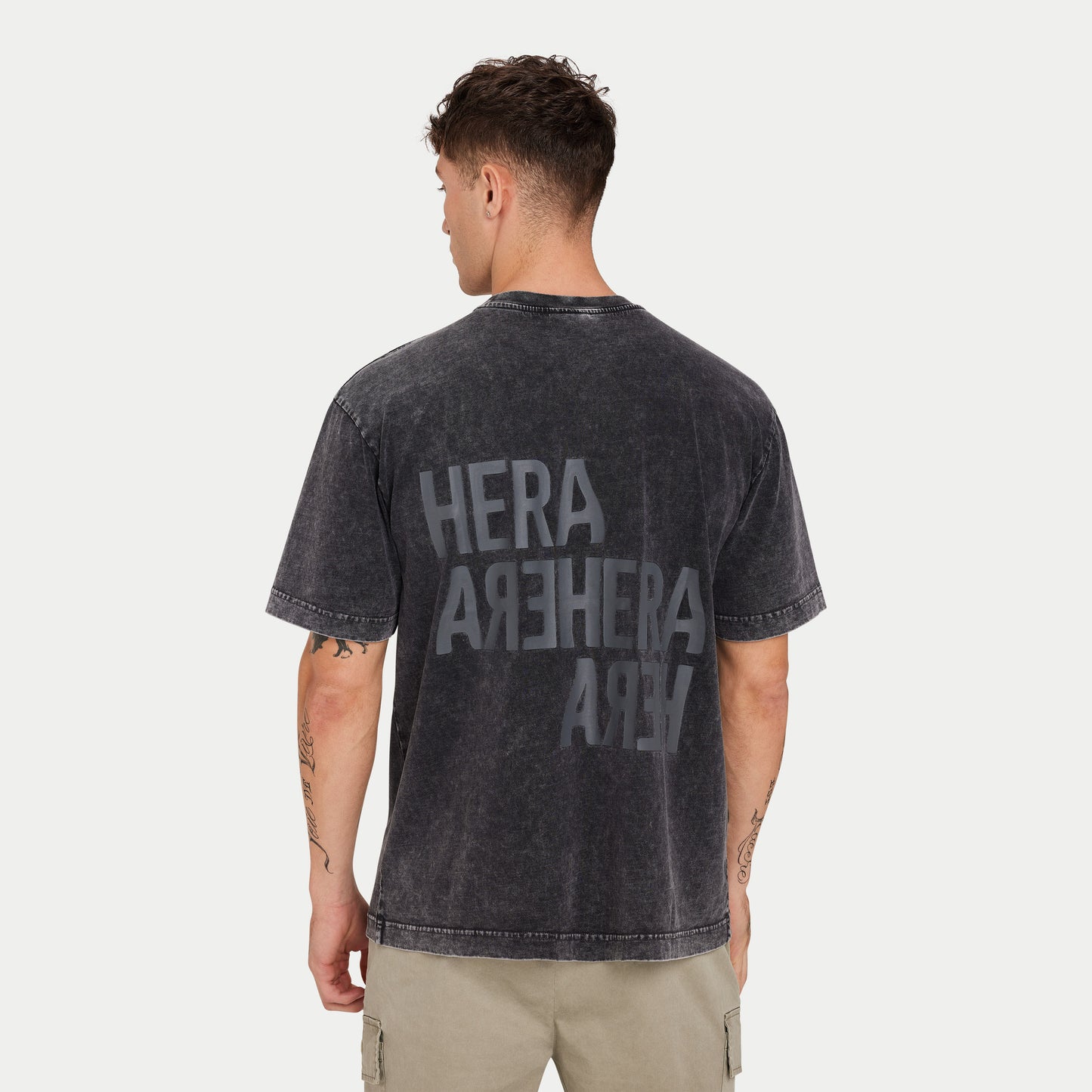 REWEAR Mens Washed Utility Oversized T-shirt - Washed Black