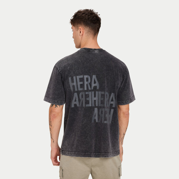 REWEAR Mens Washed Utility Oversized T-shirt - Washed Black