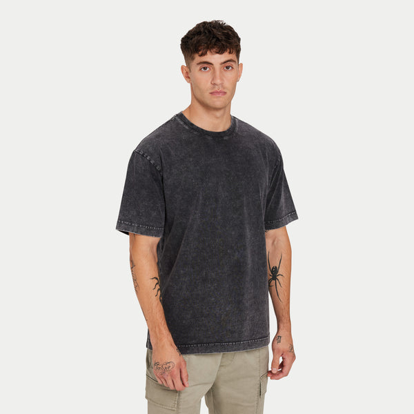 REWEAR Mens Washed Utility Oversized T-shirt - Washed Black