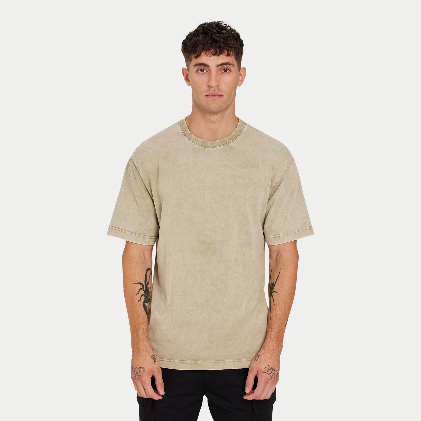 Mens Washed Utility Oversized T-Shirt - Grey Green