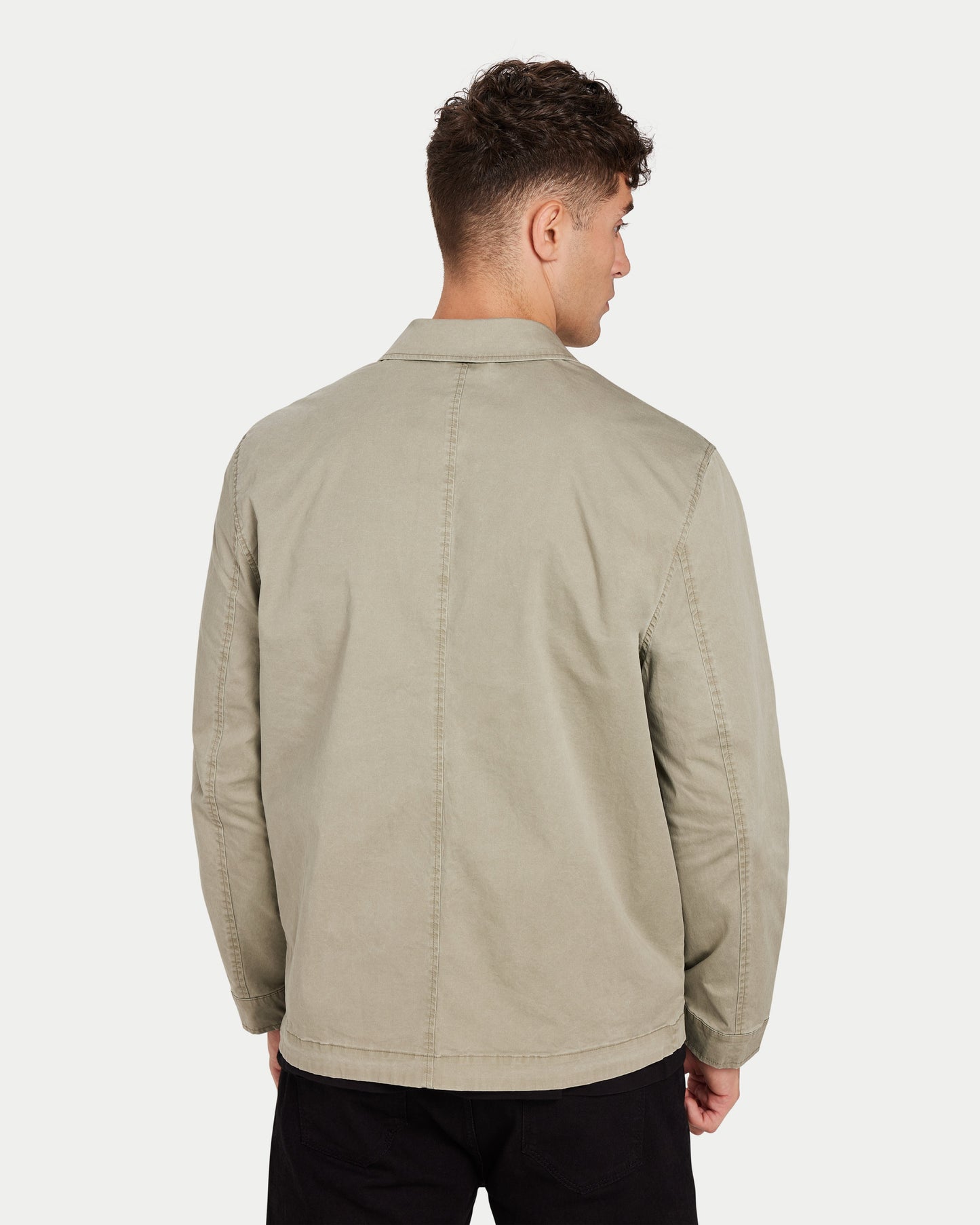 سترة رجالي مغسولة - رمادي أخضر