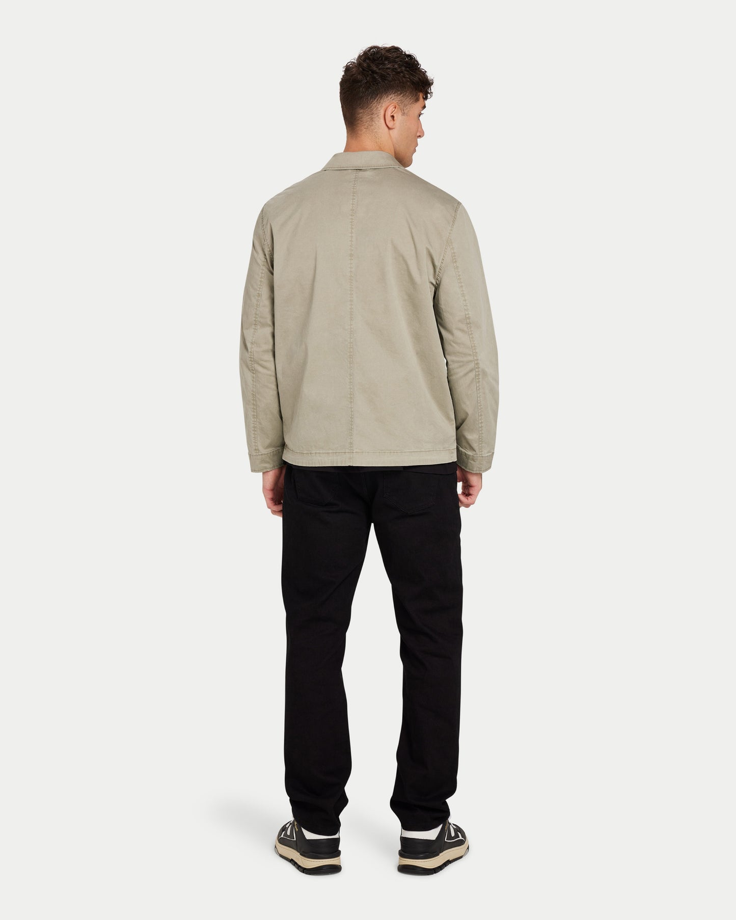 سترة رجالي مغسولة - رمادي أخضر