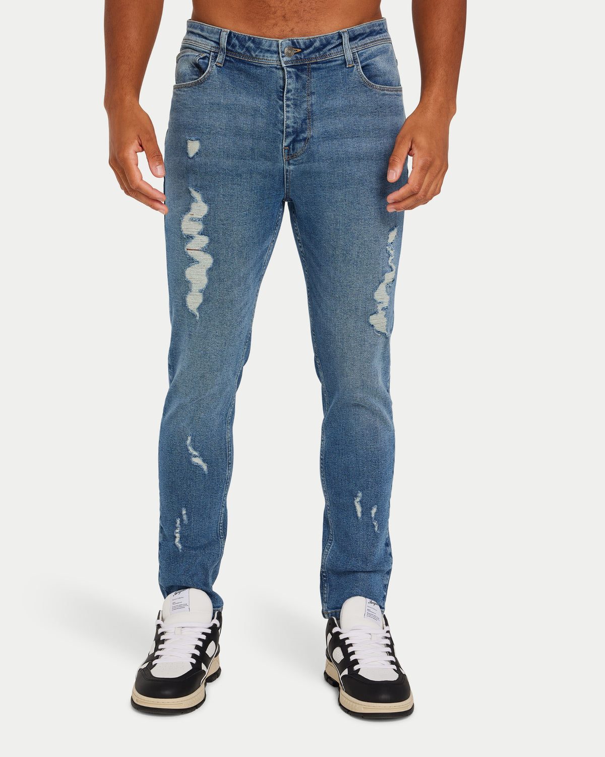 REWEAR Mens Distressed Slim Fit Jean