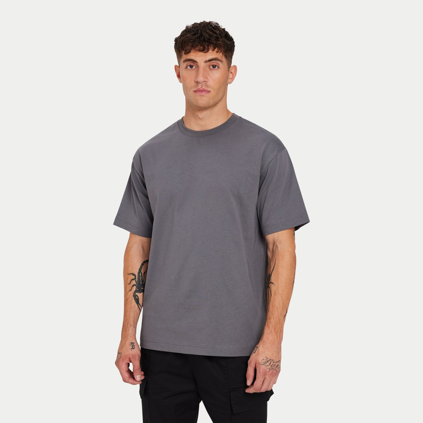 Mens Graffiti Oversized T-Shirt - Charcoal Grey