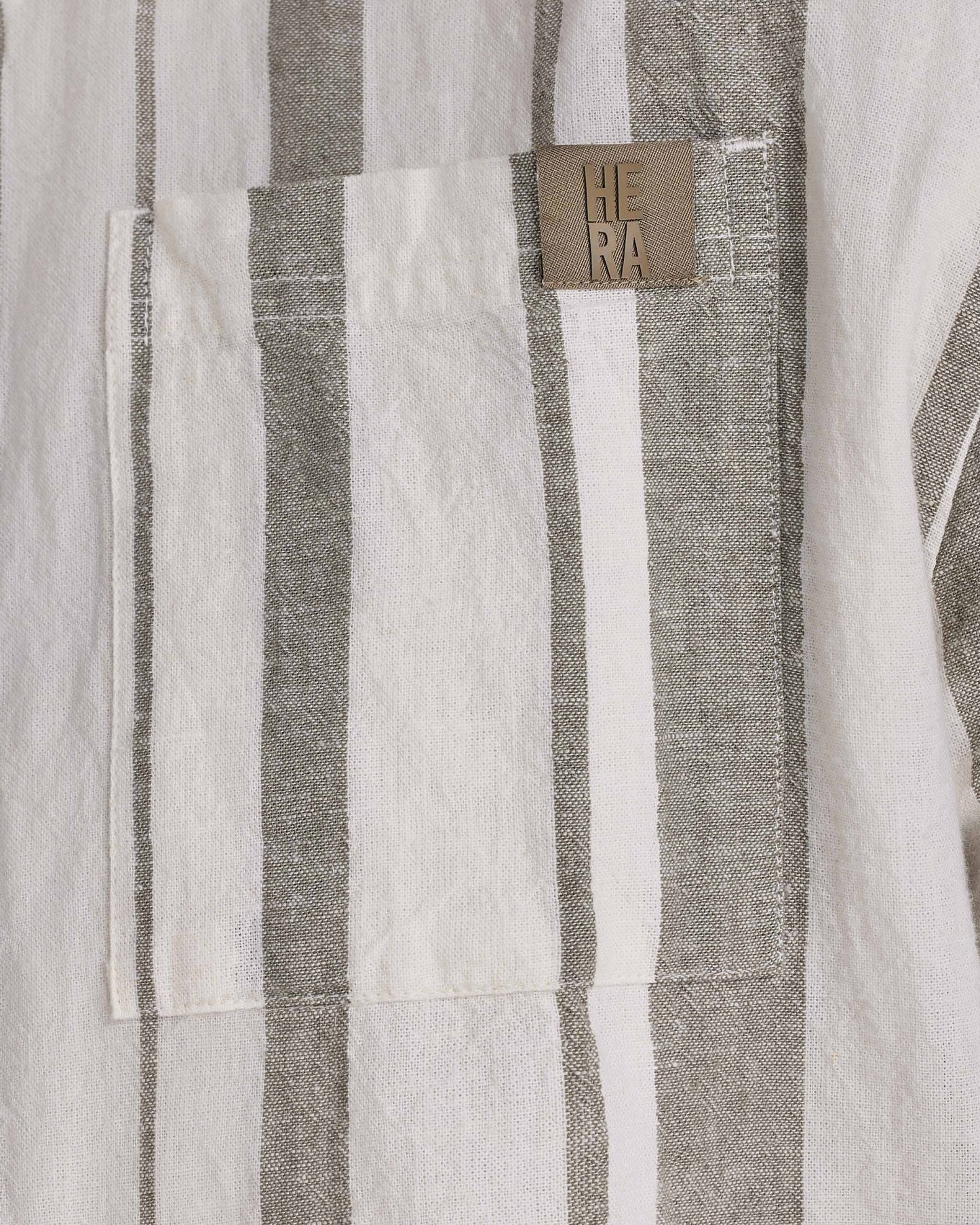 قميص رجالي كتان ميكس - أوف وايت ورمادي أخضر مخطط