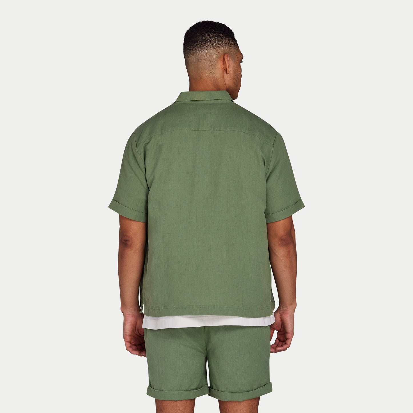 Mens Linen Mix Shirt - Hedge Green