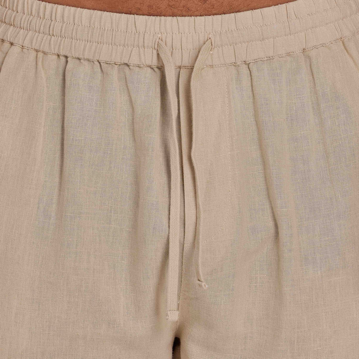 Mens Linen Mix Trouser - Oatmeal