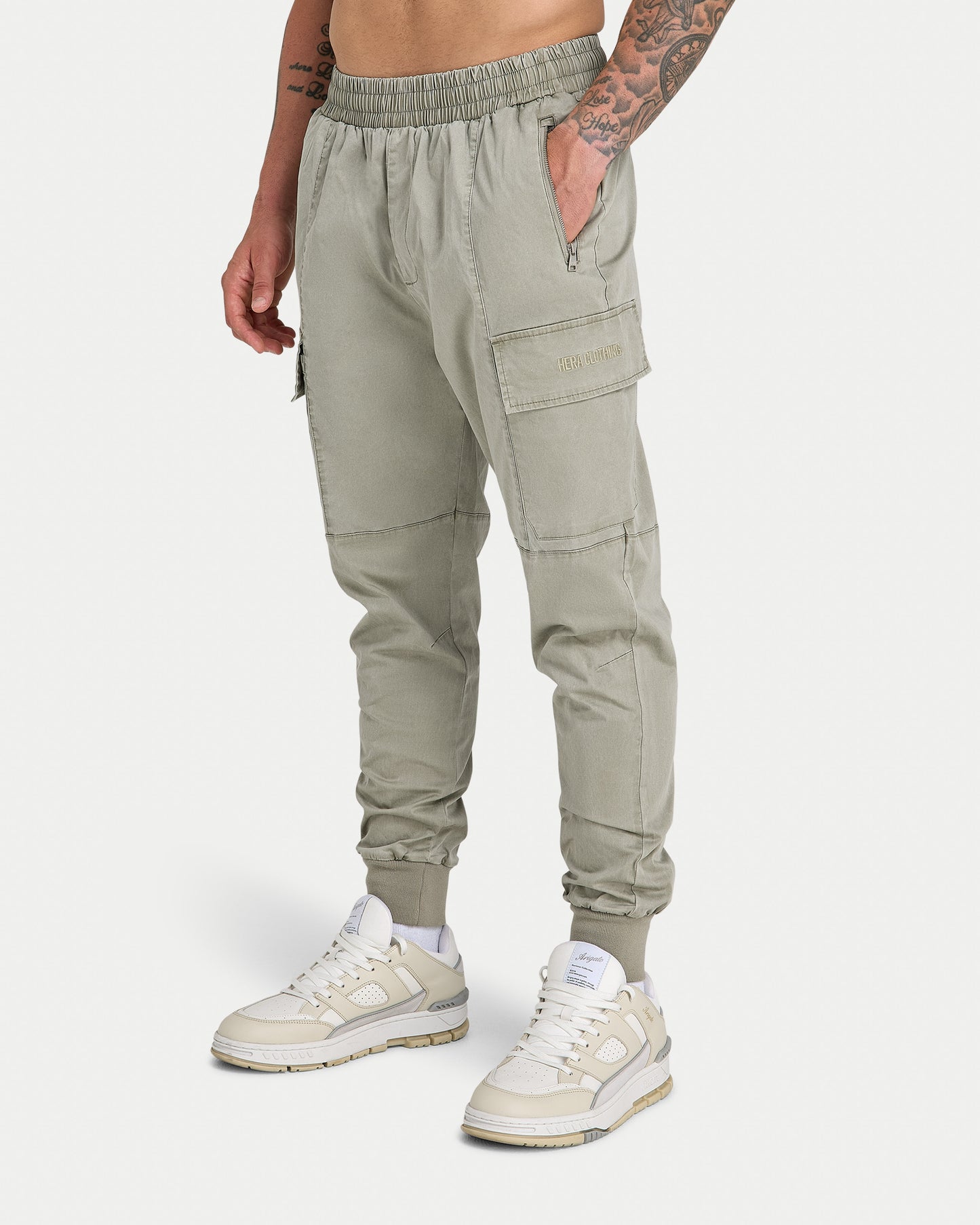 بنطال كارجو رجالي مغسول - رمادي أخضر 