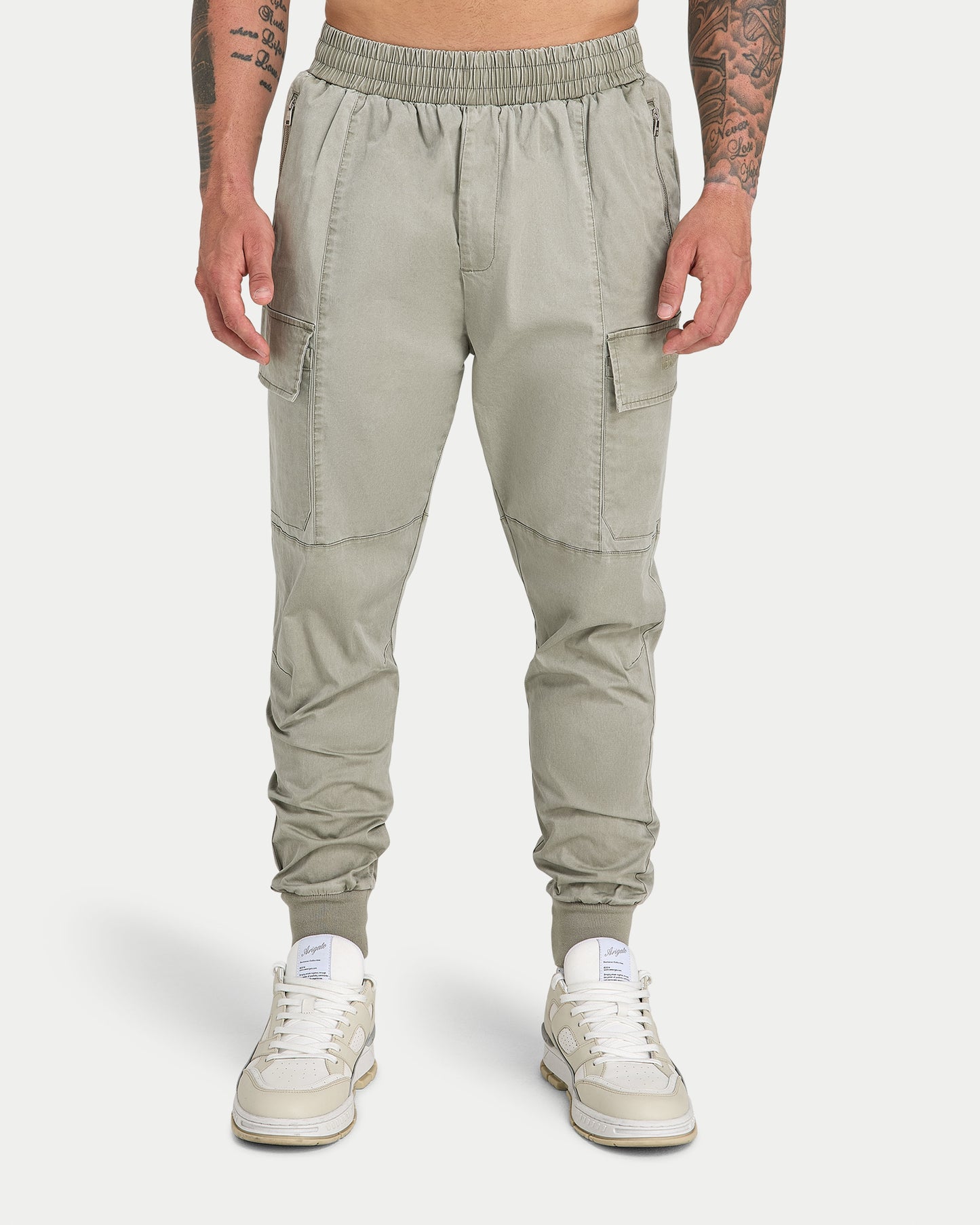 بنطال كارجو رجالي مغسول - رمادي أخضر 