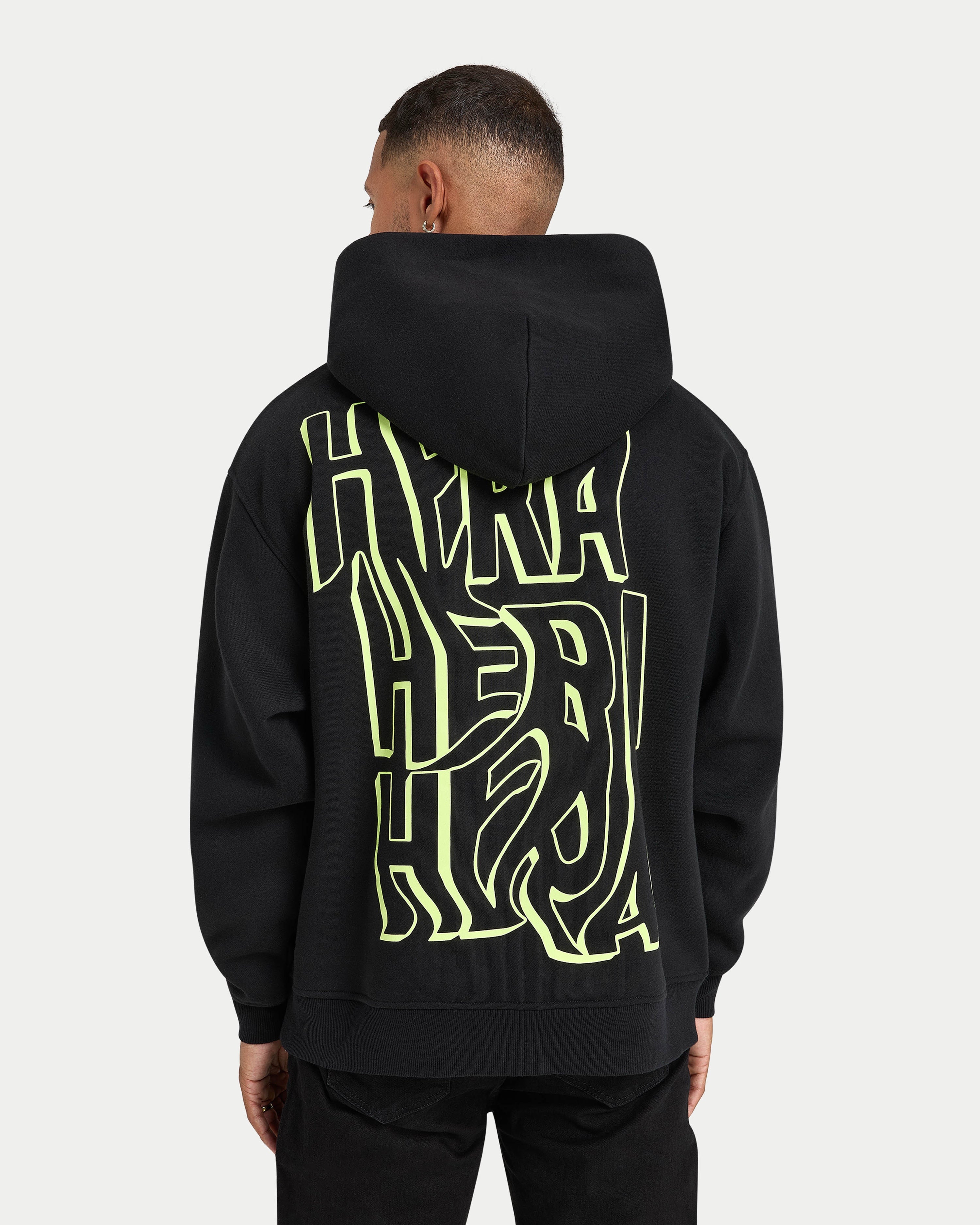Mens Graffiti Oversized Hoodie - Black | HERA Clothing