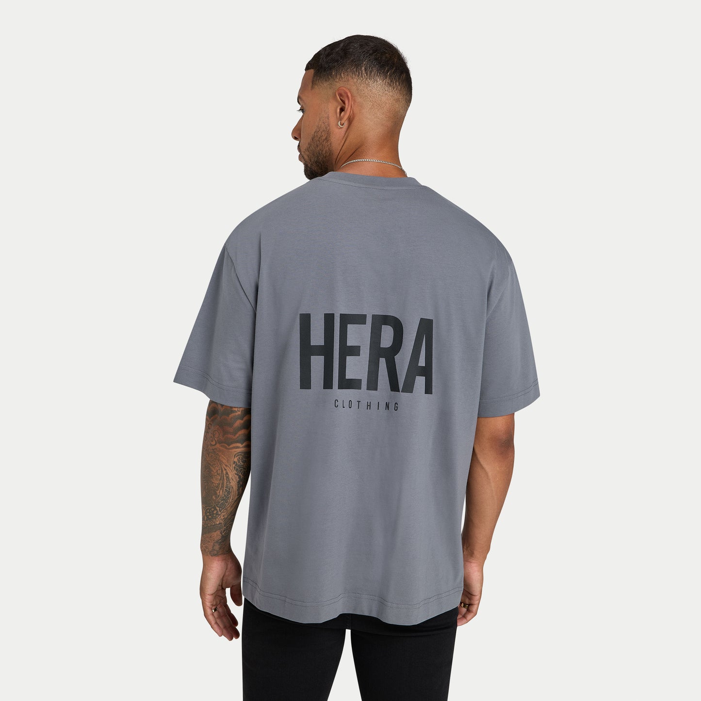 Mens Oversized Staple T-Shirt - Charcoal Grey