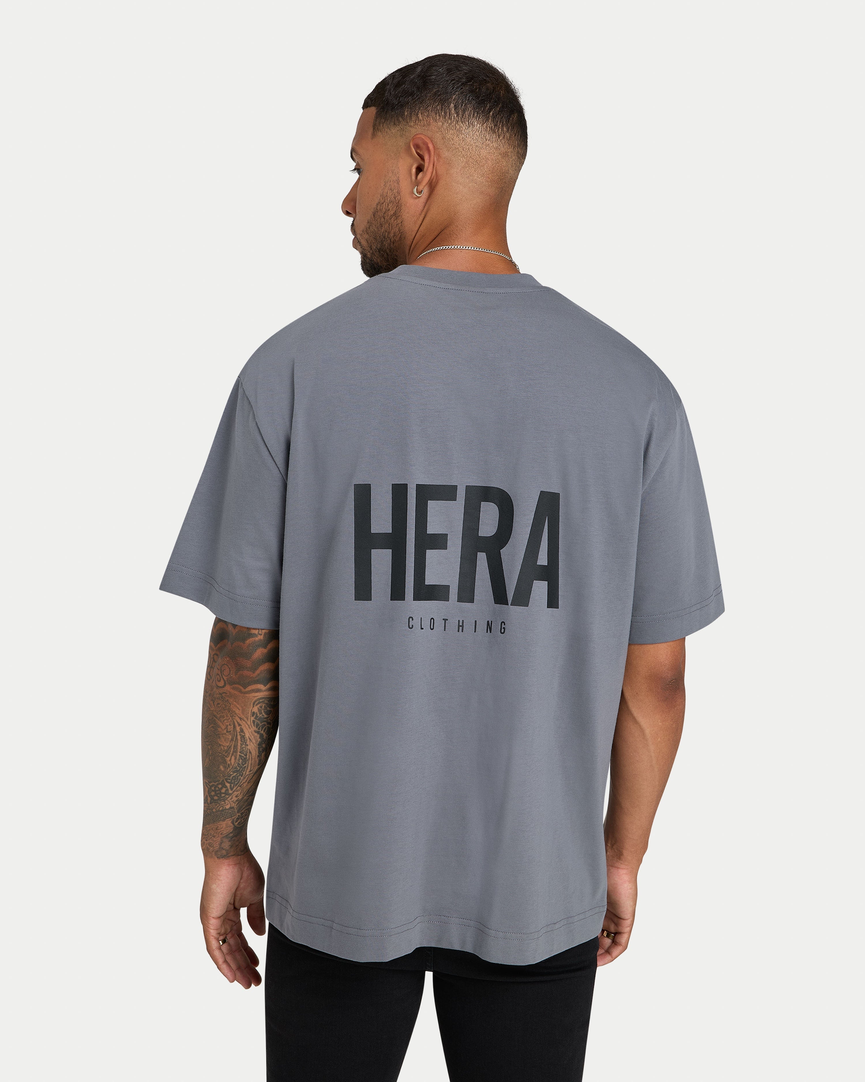 Mens Oversized Staple T-Shirt - Charcoal Grey | HERA Clothing