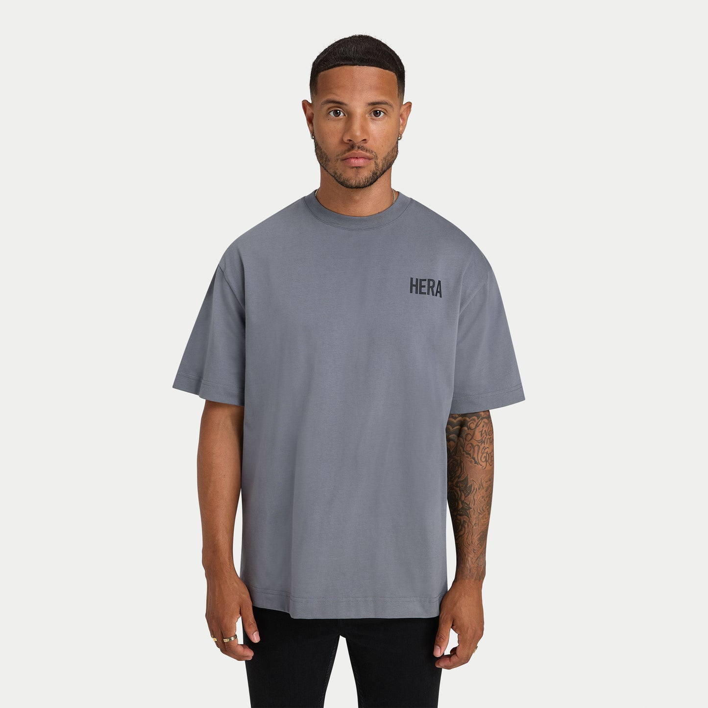 Mens Oversized Staple T-Shirt - Charcoal Grey